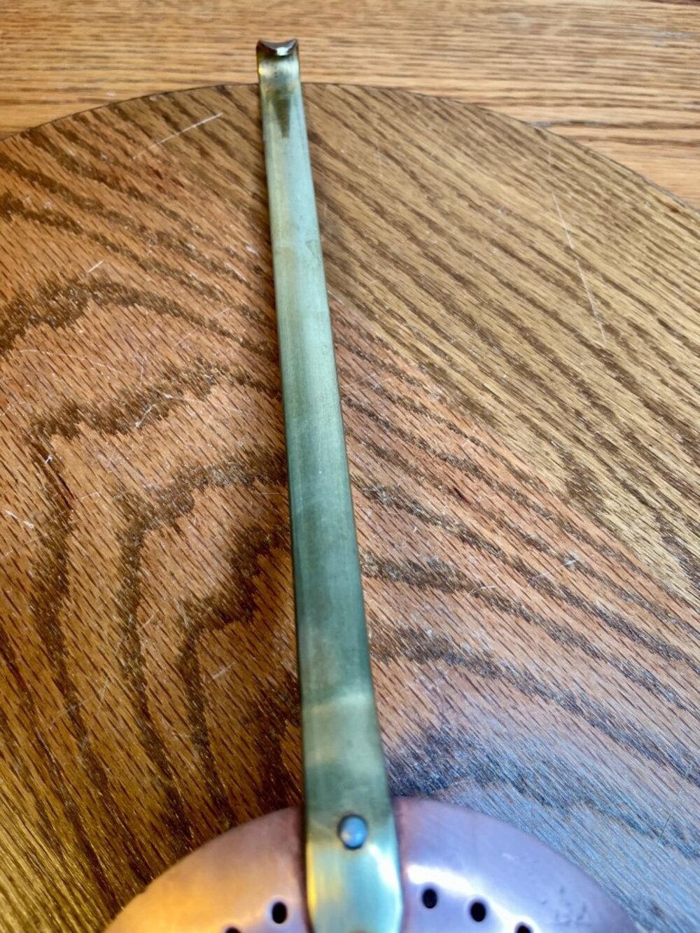 Vintage Copper Skimmer/ Strainer with Long Brass Handle - Picture 10 of 10